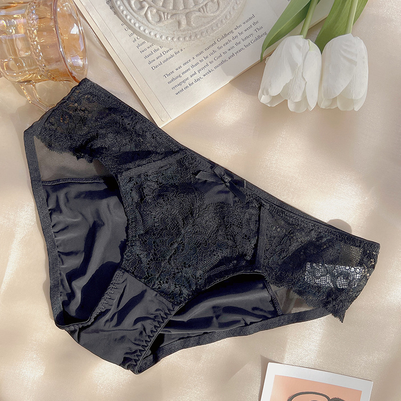 Ženske čipkaste gaćice s izrezom, mekani ice silk materijal, prozračne, tanke ljetne gaćice s pamukom
