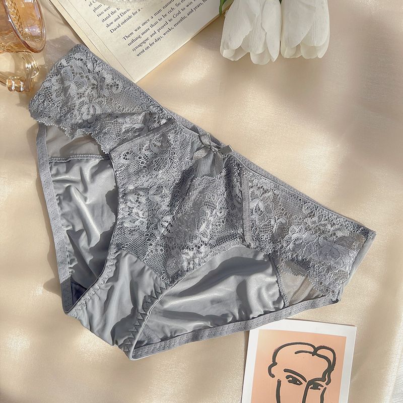 Ženske čipkaste gaćice s izrezom, mekani ice silk materijal, prozračne, tanke ljetne gaćice s pamukom