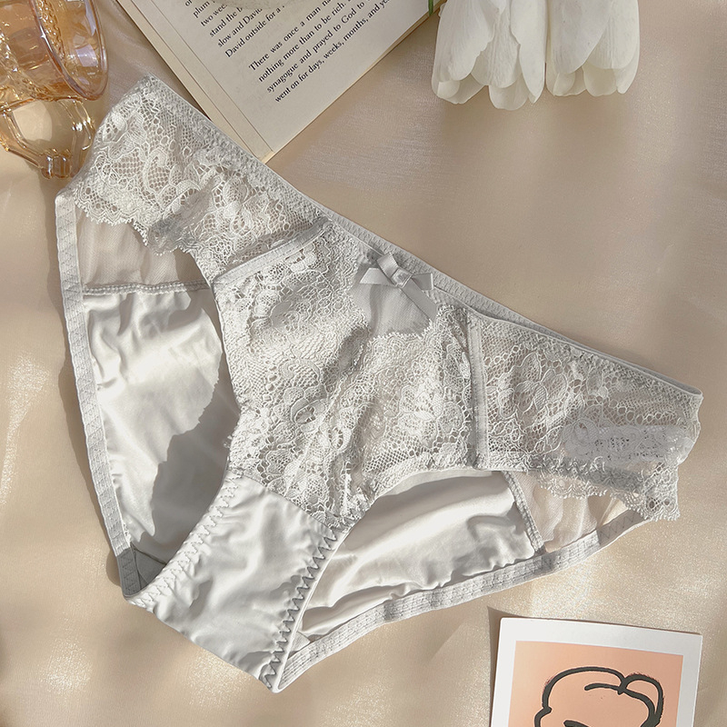 Ženske čipkaste gaćice s izrezom, mekani ice silk materijal, prozračne, tanke ljetne gaćice s pamukom