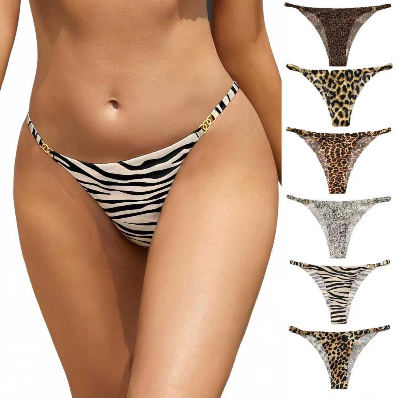 Ženske bešavne gaćice s leopard uzorkom, tanke trake, prozračne i brzo se suše.