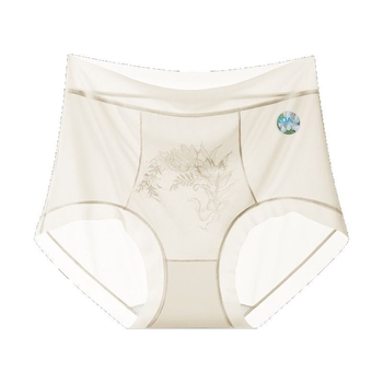 Antibakterijske ženske gaćice od ice silk s visokim strukom, floralni uzorak, prozračne, brzo sušeće, bez vidljivih linija
