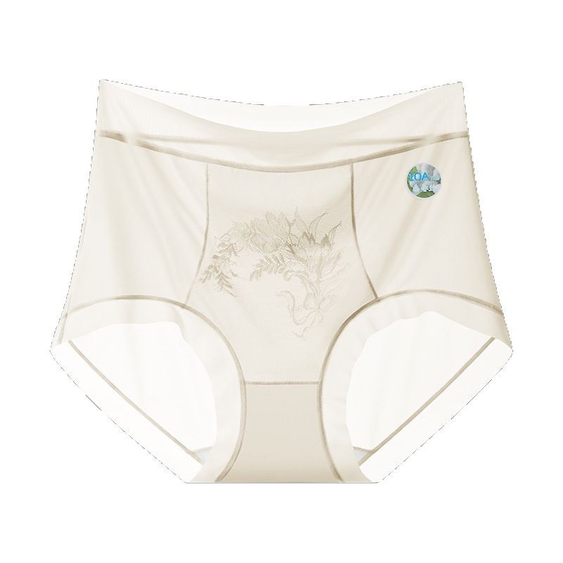 Antibakterijske ženske gaćice od ice silk s visokim strukom, floralni uzorak, prozračne, brzo sušeće, bez vidljivih linija