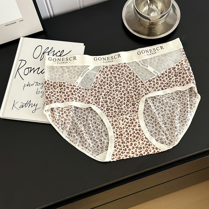 2737 Leopard uzorak, leden-svilene sport gaćice, brzo sušeće, antibakterijske, srednji struk, najlon