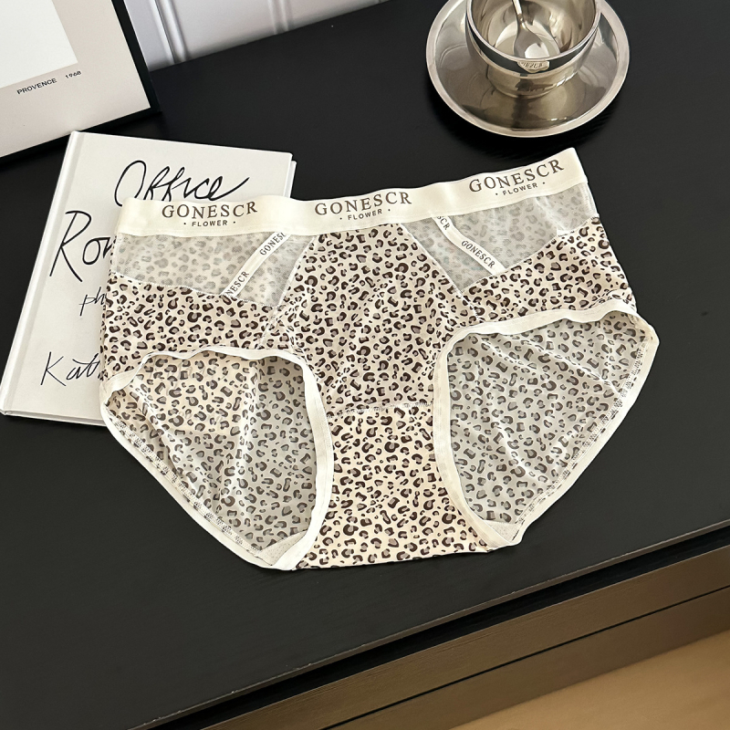 2737 Leopard uzorak, leden-svilene sport gaćice, brzo sušeće, antibakterijske, srednji struk, najlon
