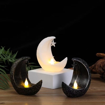 LED vintage lampa s Bliskog istoka — dekorativna lampa za atmosferu, stolni elektronički svijećnjak sa zvijezdom i mjesecom
