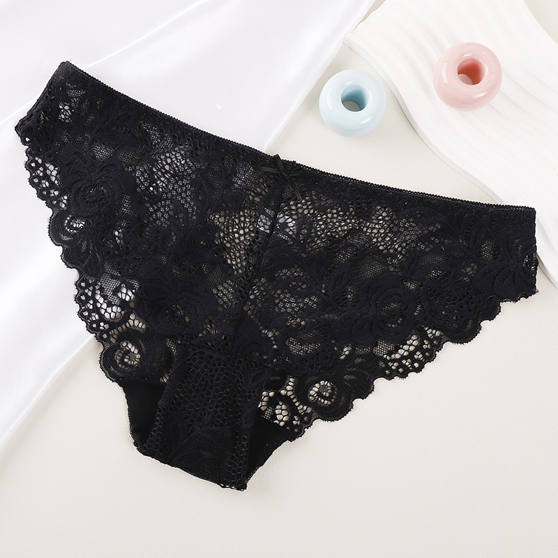 Ženske bešavne gaćice od prozirne čipke, ice silk – prozračne, niski struk