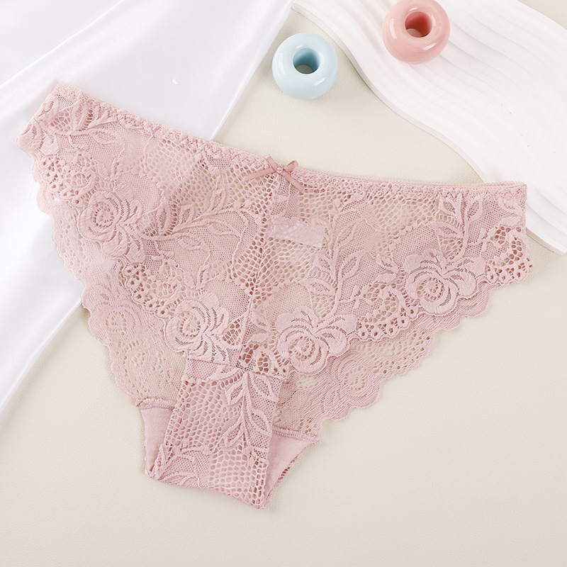 Ženske bešavne gaćice od prozirne čipke, ice silk – prozračne, niski struk