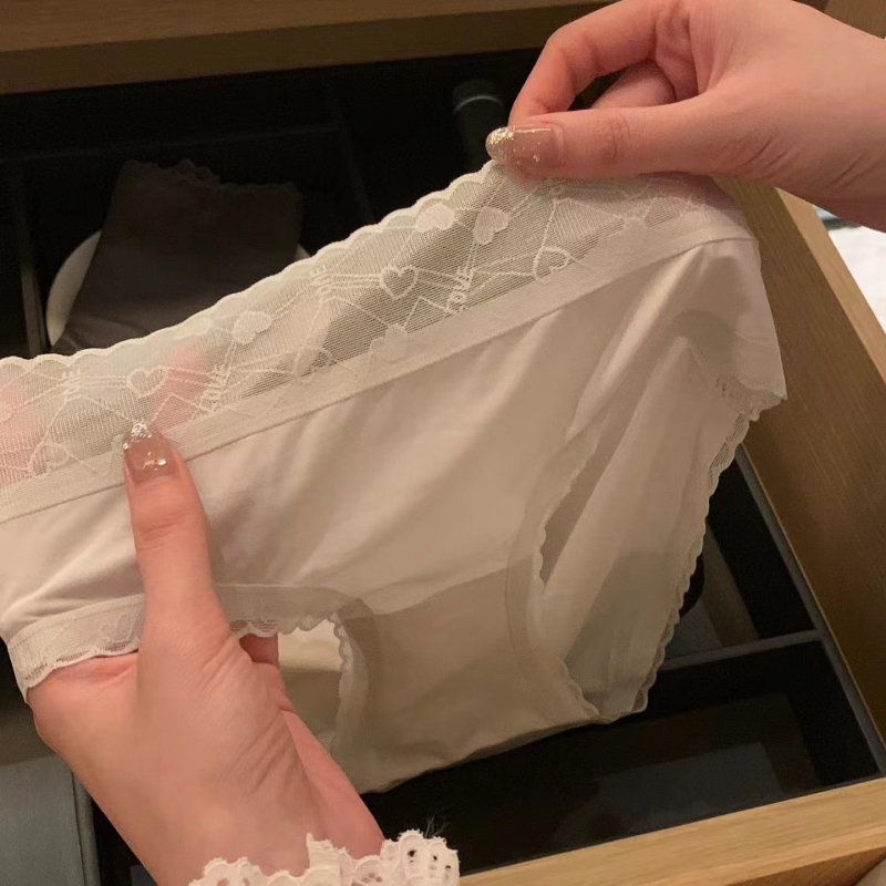 Qingxiaoer Ženske gaćice od Ice Silk, srednji pojas, trokutastog kroja, prozračne, ultra-tanke, s pamukom u preponskom dijelu