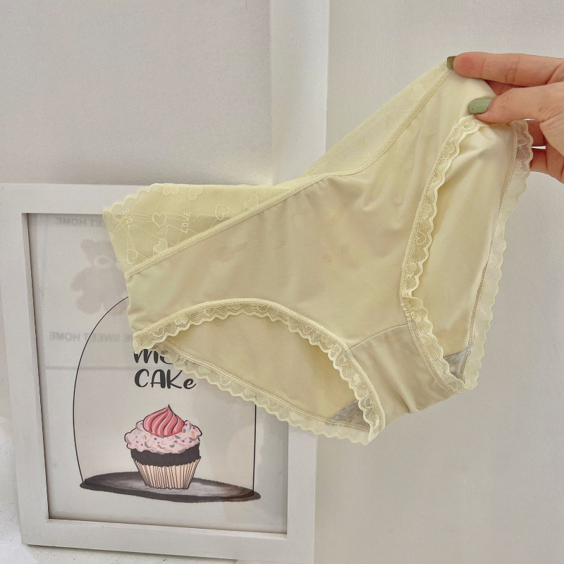 Qingxiaoer Ženske gaćice od Ice Silk, srednji pojas, trokutastog kroja, prozračne, ultra-tanke, s pamukom u preponskom dijelu
