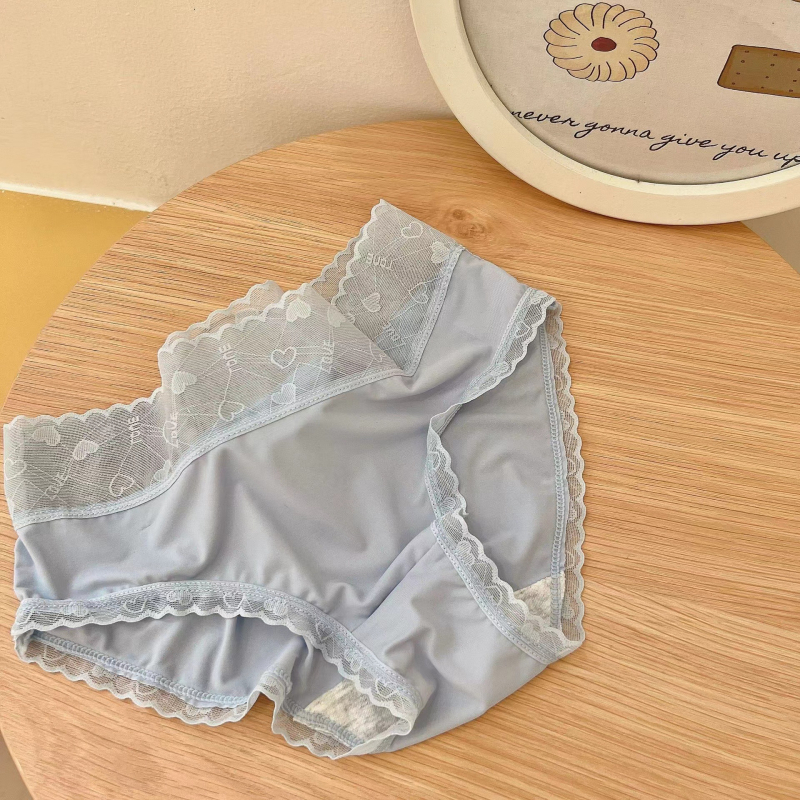 Qingxiaoer Ženske gaćice od Ice Silk, srednji pojas, trokutastog kroja, prozračne, ultra-tanke, s pamukom u preponskom dijelu