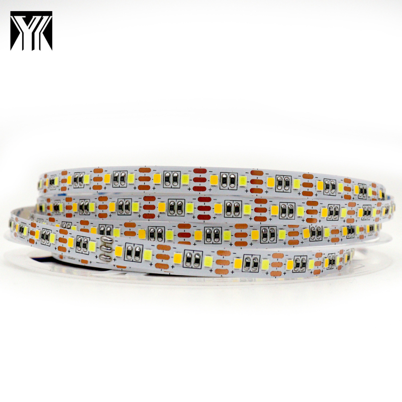 LED trak 5 m, širina 8 mm, 120 LED 2835 SMD, dvobojna temperatura, regulacija svjetline, samoljepljiva pozadina, CW/WW, kontroler