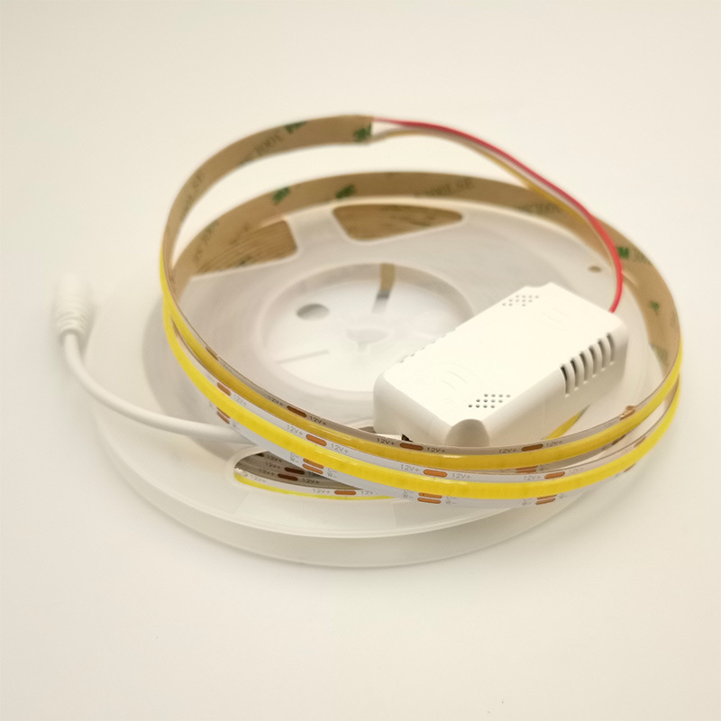 Trobojna podesiva COB LED traka s inteligentnim glasovnim upravljanjem, 12V, dvobojna temperatura boje, promjenjiva noćna rasvjeta, set od 5 m