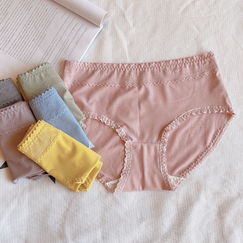 Ženske gaćice Ice Silk 0707, čipka, japanski stil, jednobojne, prozračne, srednjeg pojasa