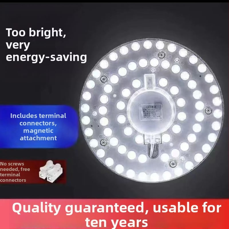 LED Retrofit stropno svjetlo s modulom izvora svjetla, kružnom pločom, svjetlosnim trakama i cijevima – bez treperenja
