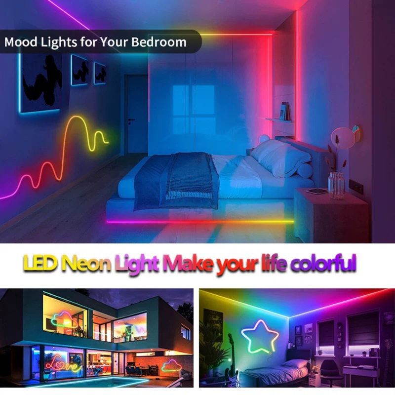 RGB LED traka s neonskim učinkom, Bluetooth upravljanje, fleksibilna, vanjska vodootporna ambijentalna rasvjeta