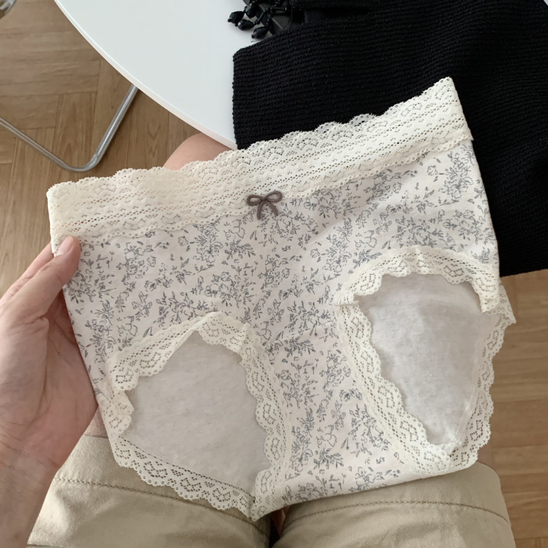 Ženske gaćice s srednjim strukom od pamuka, antibakterijska podstava u preponi, japanski stil, ženstvene i udobne za svaki dan