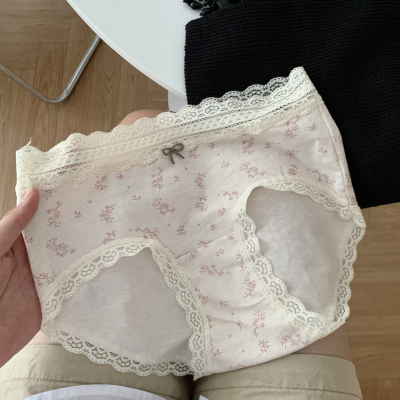 Ženske gaćice s srednjim strukom od pamuka, antibakterijska podstava u preponi, japanski stil, ženstvene i udobne za svaki dan