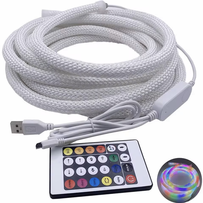 5V LED traka s 360° RGB tekućim svjetlom, USB Bluetooth glazba, fleksibilno silikonovo neonsko svjetlo
