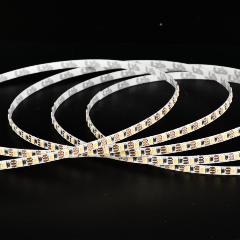 Dvobojni LED trak 2835, 120 LED, 24V, širina 5 mm, CRI 90, mogućnost dimminga, za unutarnju rasvjetu, rezanje po LED segmentima, s daljinskim upravljačem