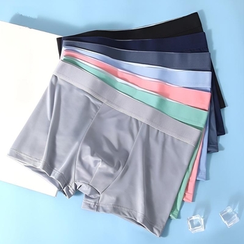 Muške gaće Ice Silk, prozračne, osvježavajuće i nježne prema koži, udobne, u velikim veličinama, jednobojne, od poliestera