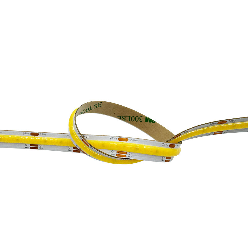COB LED traka s dvostrukom temperaturom boje, 608 LED, mogućnost dimminga putem vanjskog upravljača, ulaz 12/24 V, širina 5 mm, osvjetljenje garderobe