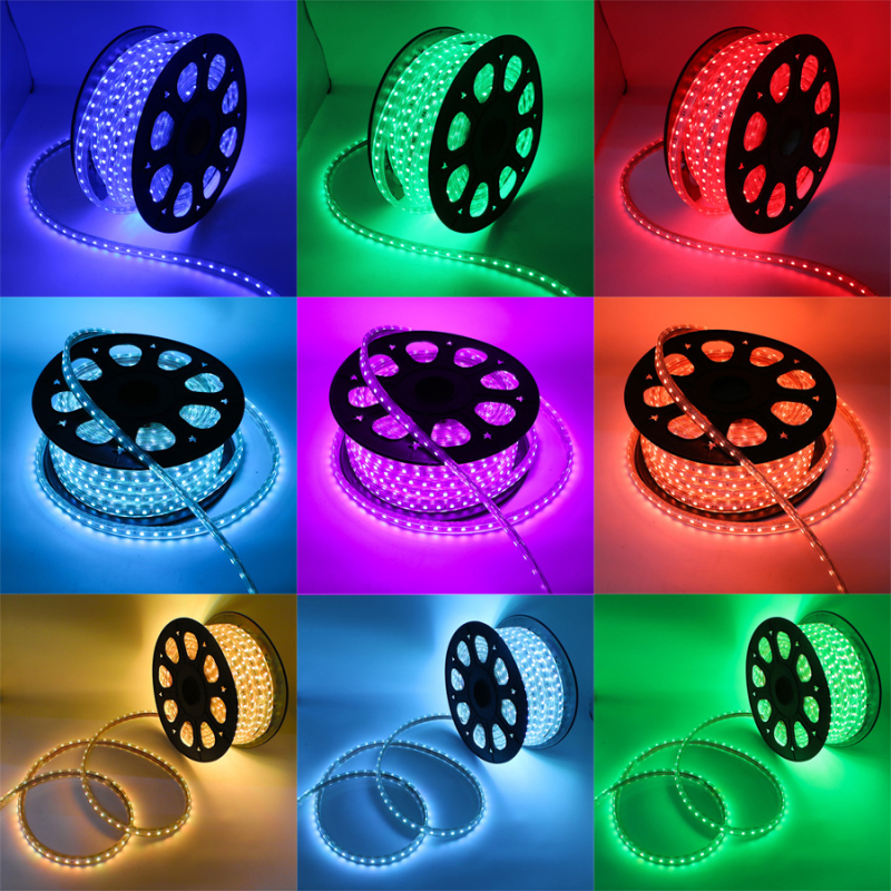 LED trak 5050, vodootporan za vanjsku upotrebu, 220V, RGB mijenja boje, regulacija jačine, s kućištem