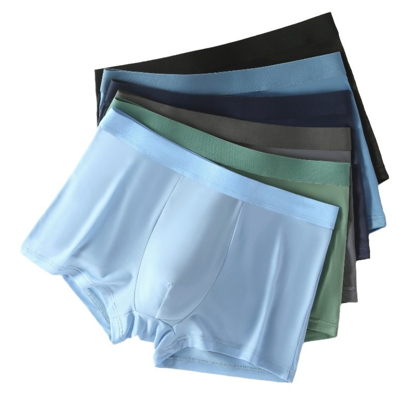 Muške boxerice od ice silk, bezšivne, opuštenog kroja, za ljeto, ultra tanke, hladne i prozračne, brzo se suše, srednji struk
