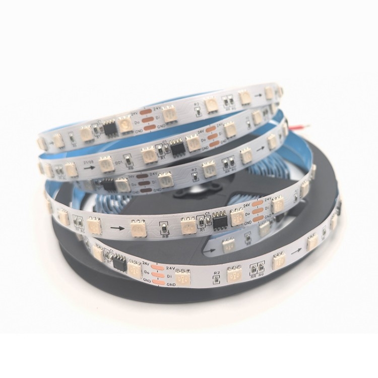 5050 RGB LED trak, 24V, daljinsko upravljanje, trižični, efekt tekuće boje, 60 LED-a, širina 10 mm, gola PCB ploča – inženjerska verzija