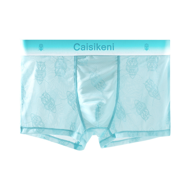 Ice Silk muške bokserice, brzo sušeće, ultra tanke, prozračna mrežasta tkanina, džakardni uzorak sa životinjskim motivom