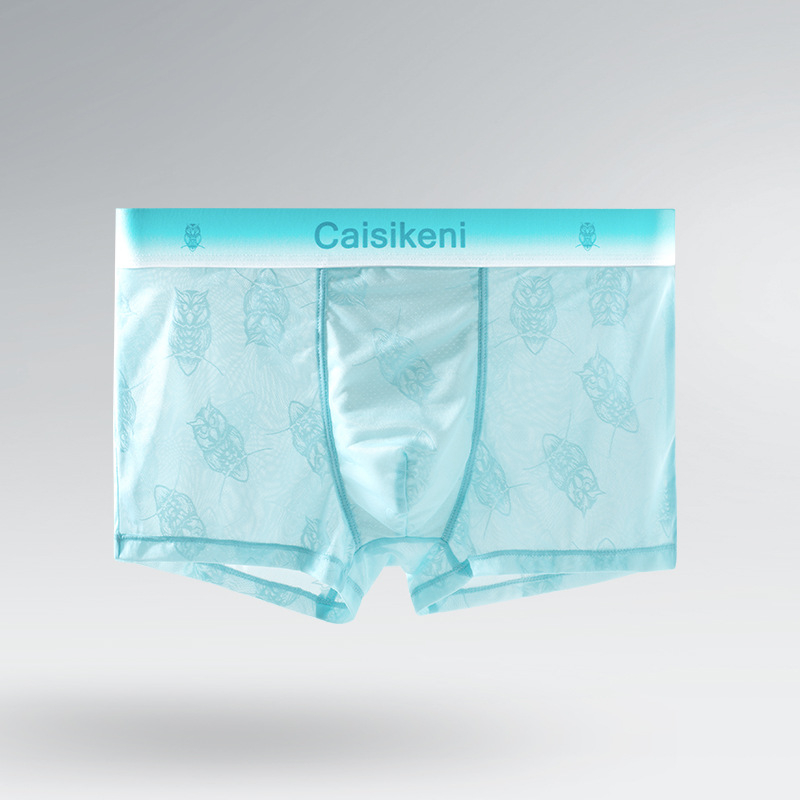 Ice Silk muške bokserice, brzo sušeće, ultra tanke, prozračna mrežasta tkanina, džakardni uzorak sa životinjskim motivom