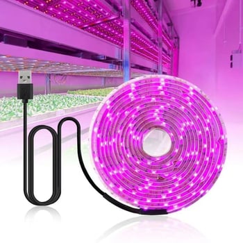 USB 5V LED traka za rast biljaka 2835, puni spektar, vodootporna za povrće, cvijeće i sukulente