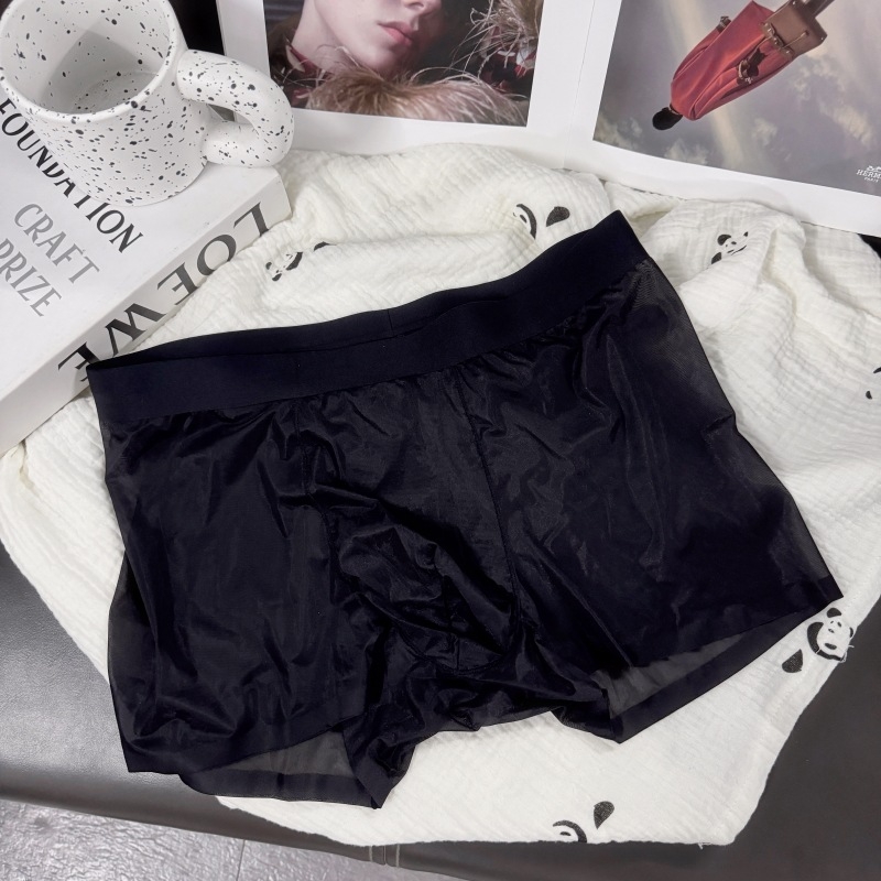 20D ultra-tanke ice silk muške gaćice – prirodni osjećaj, bezšivne, prozirna gusset, brzo sušenje, srednji pojas, najlon