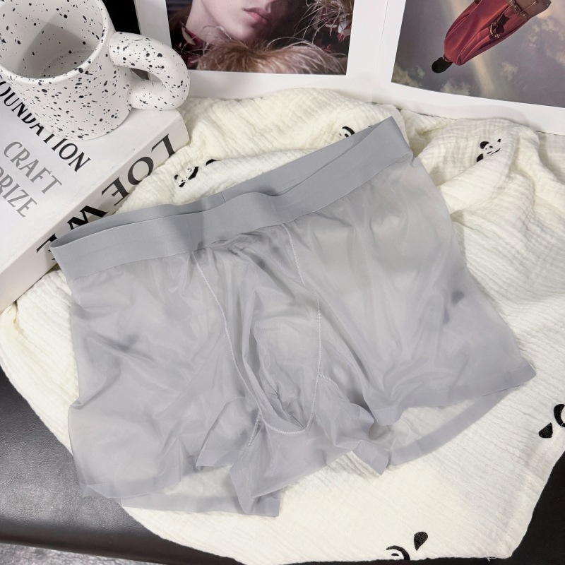 20D ultra-tanke ice silk muške gaćice – prirodni osjećaj, bezšivne, prozirna gusset, brzo sušenje, srednji pojas, najlon