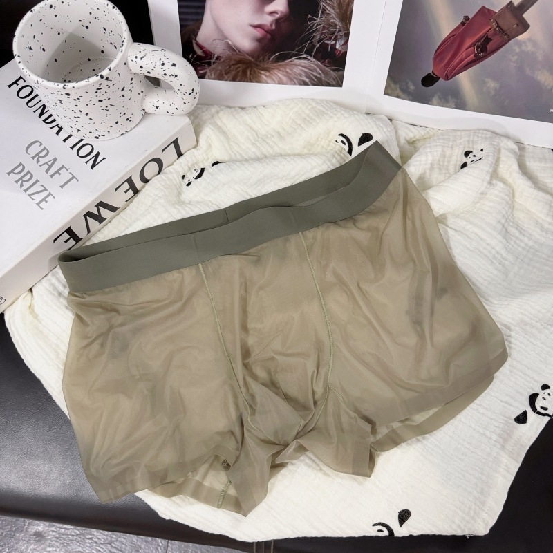 20D ultra-tanke ice silk muške gaćice – prirodni osjećaj, bezšivne, prozirna gusset, brzo sušenje, srednji pojas, najlon