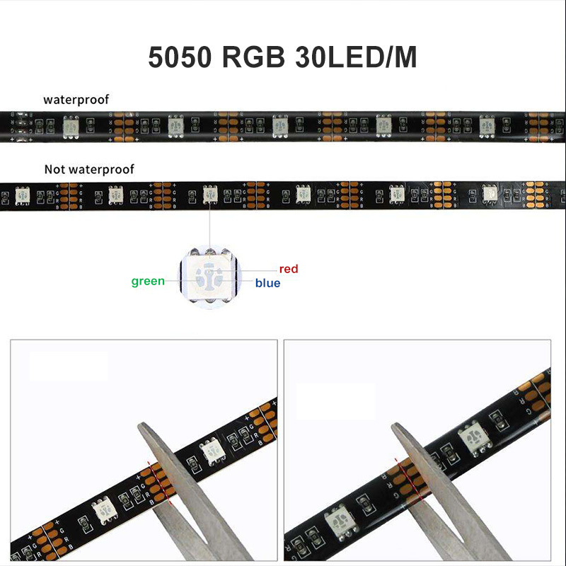 5V USB RGB LED traka s aplikacijom i Bluetooth daljinskim upravljačem, pozadinsko osvjetljenje televizora, 30 LED-ova (5050 RGB)
