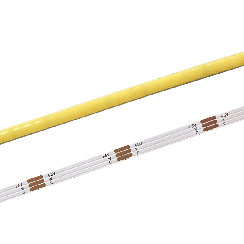 5 mm široka COB LED traka s dvobojnom temperaturom, neprekidno podešavanje jačine, ulaz 5V/12V/24V, promjena boje CCT u tri boje