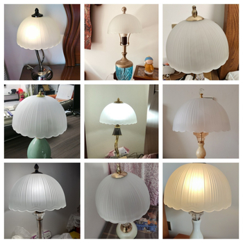 Stakleni abažur za noć nu lampu, za spavaću sobu ili radni prostor, uzorak školjke, proziran, topla svjetlost