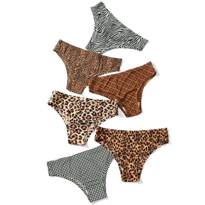 K5501 bezšivne ženske gaćice od Ice Silk, niski pojas, leopard uzorak, sportski trokutasti dizajn