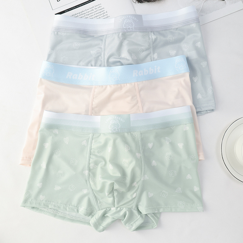 Qiao Zhili muške boxerice od Ice Silk, prozračne, tanke, nježne prema koži, geometrijski uzorak, srednji pojas