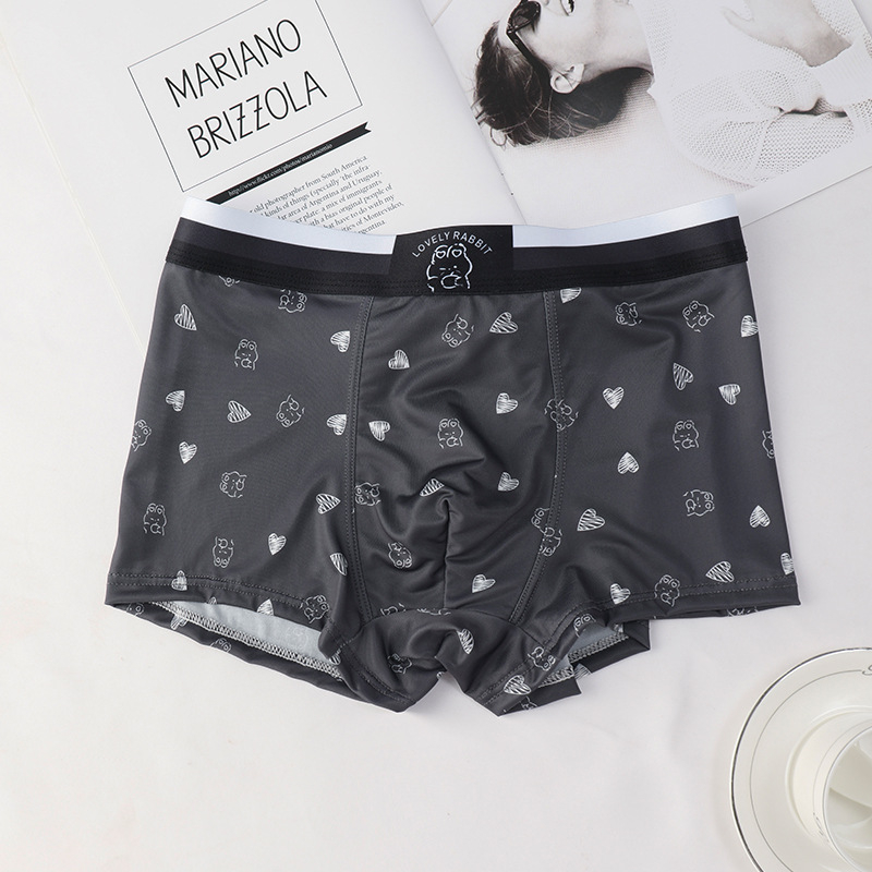 Qiao Zhili muške boxerice od Ice Silk, prozračne, tanke, nježne prema koži, geometrijski uzorak, srednji pojas