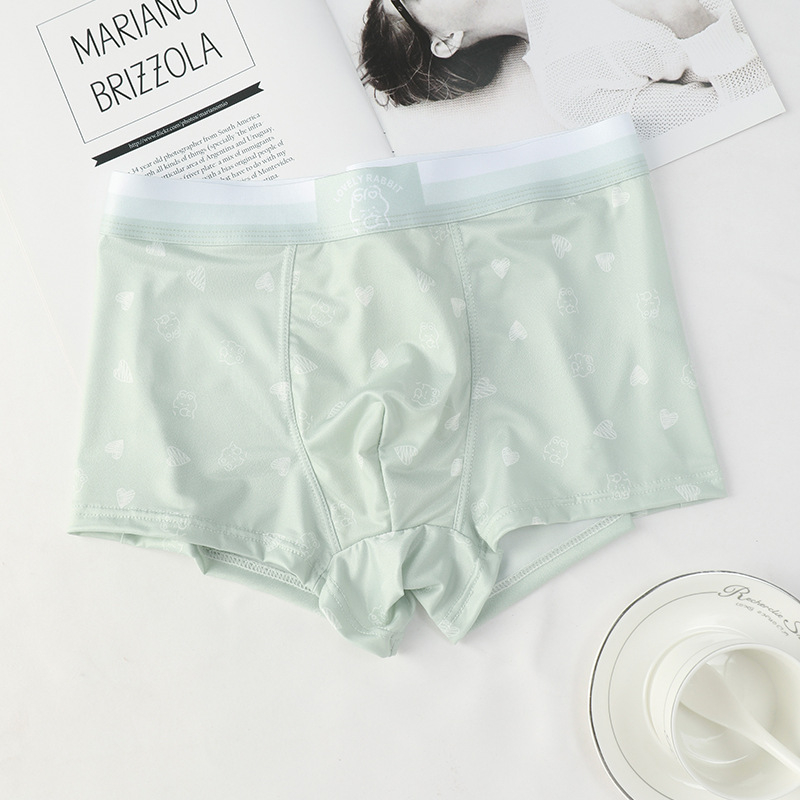 Qiao Zhili muške boxerice od Ice Silk, prozračne, tanke, nježne prema koži, geometrijski uzorak, srednji pojas