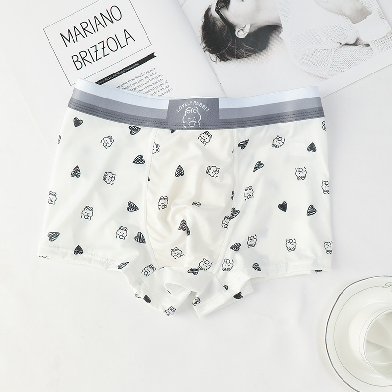 Qiao Zhili muške boxerice od Ice Silk, prozračne, tanke, nježne prema koži, geometrijski uzorak, srednji pojas