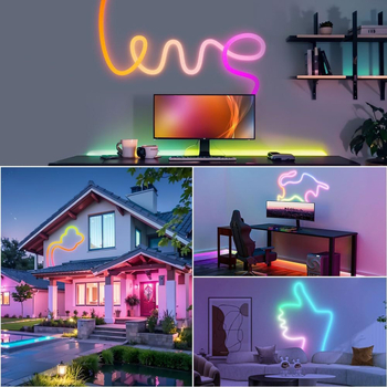 Körkörös hálós mintázatú LED-szalag, 360° RGB világítással, vízálló, rugalmas neon-szerű kötött vezeték-nyomvonal formában