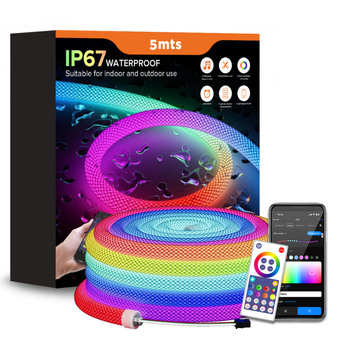 Körkörös hálós mintázatú LED-szalag, 360° RGB világítással, vízálló, rugalmas neon-szerű kötött vezeték-nyomvonal formában