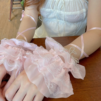 Καλοκαιρινό Lolita: κοντό μανίκι από δαντέλα, με πολλαπλά στρώσεις, σε ιαπωνικό στυλ, γλυκό με βολάν, φιόγκο και λουριά