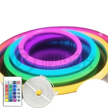 Inteligentni RGB neonski trak sa silikonskim premazom, daljinski upravljač s 24 tipkama, promjena boje, za gaming atmosferu, štand i reklamni tekst