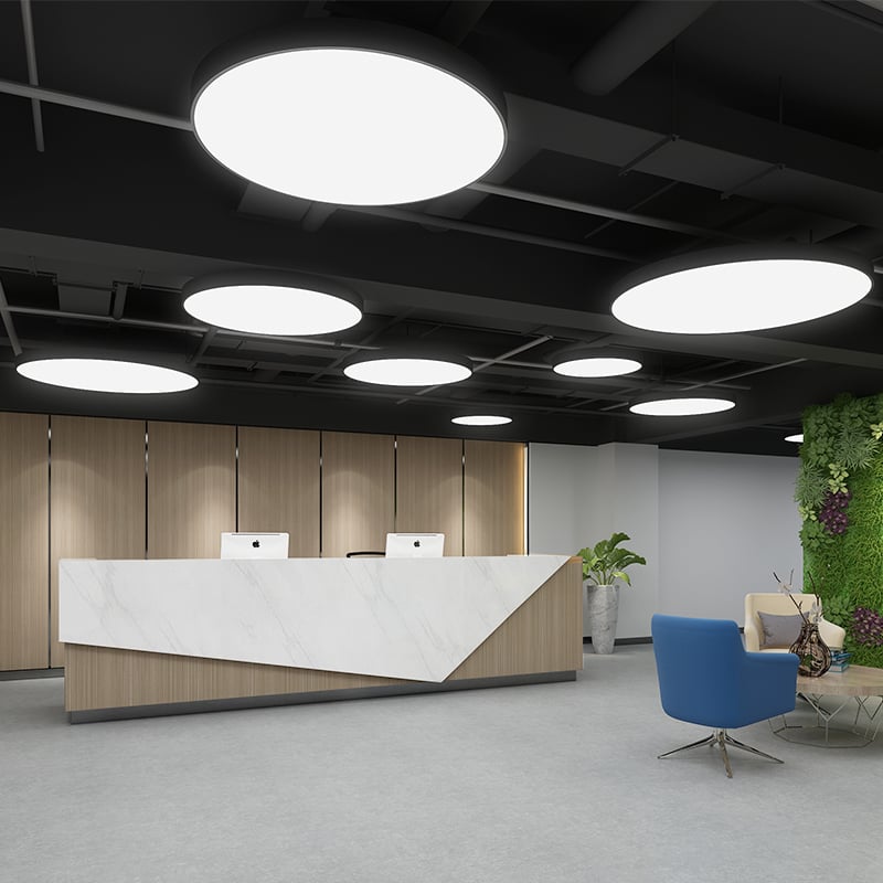 LED kružna viseća svjetiljka, čvrsta okrugla svjetiljka za ured, konferencijsku dvoranu, trgovine, kafiće i teretanu – industrijski stil