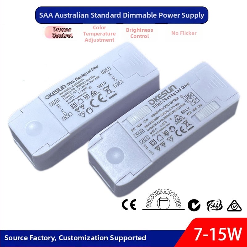 SAA certifikovaný LED ovládač s Triac dimovaním, izolovaný, externé puzdro, 3–15W