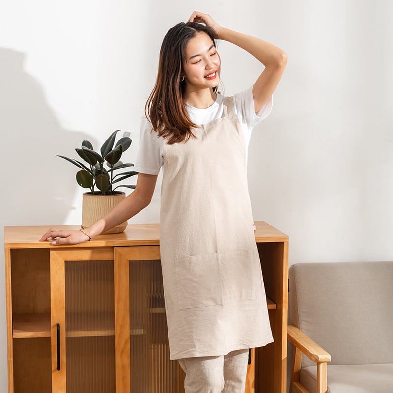 Japanski stil, jednobojna pregača od 100% pamuka, minimalistička tekstura, unisex, zaštita od prašine za kućnu upotrebu.