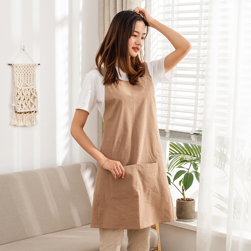 Japanski stil, jednobojna pregača od 100% pamuka, minimalistička tekstura, unisex, zaštita od prašine za kućnu upotrebu.